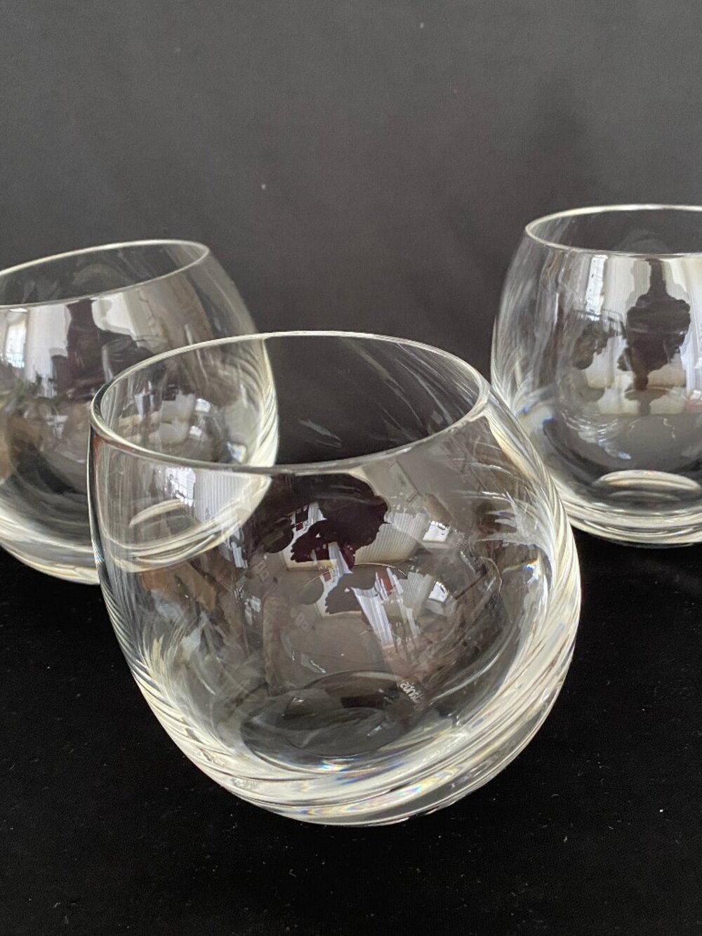 Set of three (3) Vista Alegre / Atlantis "Blues" crystal  old fashioned glasses